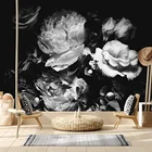 Самоклеящаяся виниловая фотобумага, в стиле ретро, с изображением пионов, черного и белого цветов, для гостиной