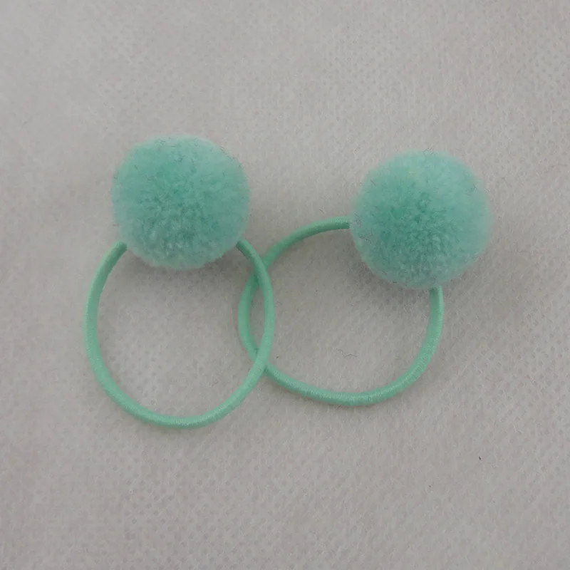Mint Green hair tie 10 шт. 2,0 см Кашемир мех шарик-помпон эластичные резинки для волос для детей Детские конский хвост держатели для волос веревки с бархатным шариком - Цвет: Mint Green hair tie