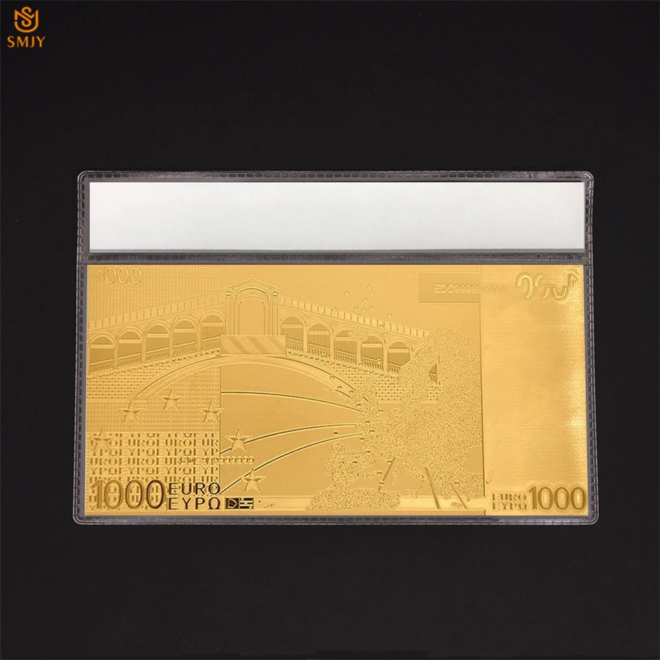 Сувенирные банкноты евро золотые 1000 валютная бумага покрытая 24-каратным золотом