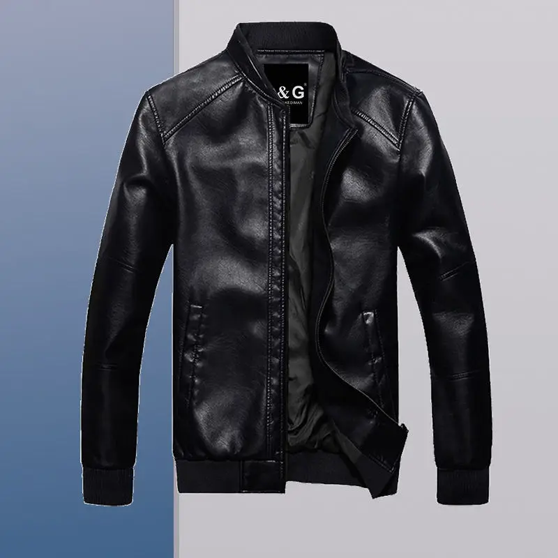 Мужские кожаные куртки Осенняя Новая повседневная винтажная байкерская куртка