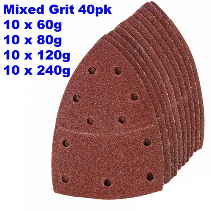 

40Pack Sanding Sheets Palm Sander 60 80 120 240 Grit Aluminium Oxide Hook& Loop