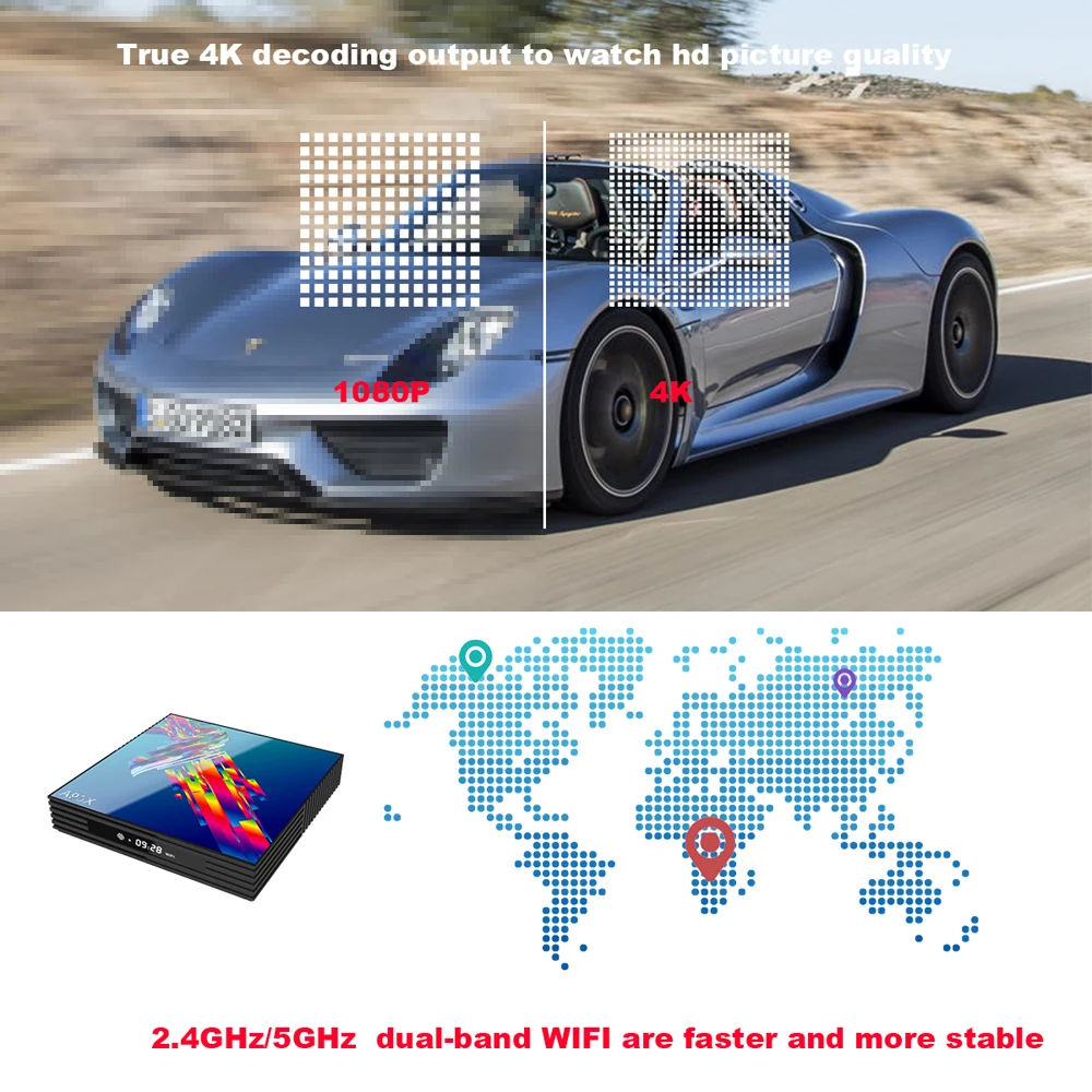 Docooler A95X R3 Смарт ТВ приставка Android 9 0 RK3318 Четырехъядерный 4 ГБ 32 4K 2 4G 5G WiFi BT4.2 HD