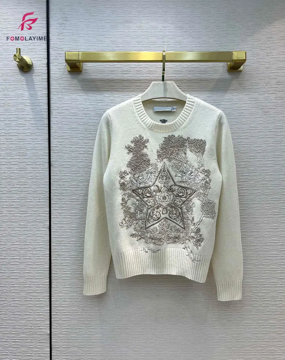 

New arrival spring 2022 embroidered cashmere pullover sweater for women
