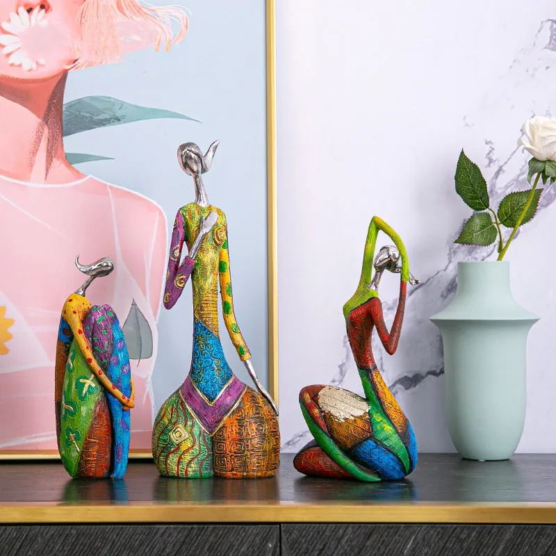 

Modern European Style Nordic Abstract Resin Figurine Oil Painting Woman Hotel Office Home Decor Handmade Crafts Sculpture Art