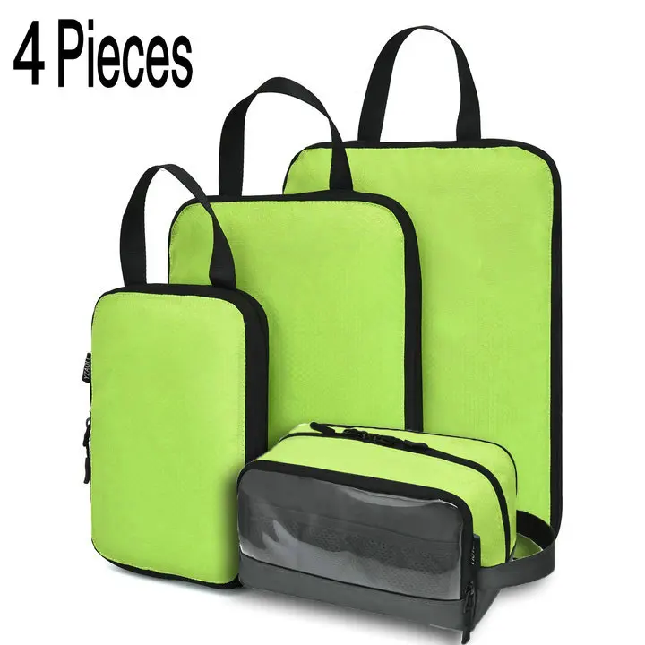 4pcs Green Soperwillton компрессионные упаковочные кубики, набор косметических сумок, нейлоновая дорожная сумка для мужчин и женщин, органайзер для путешествий, аксессуары - Цвет: 4pcs Green