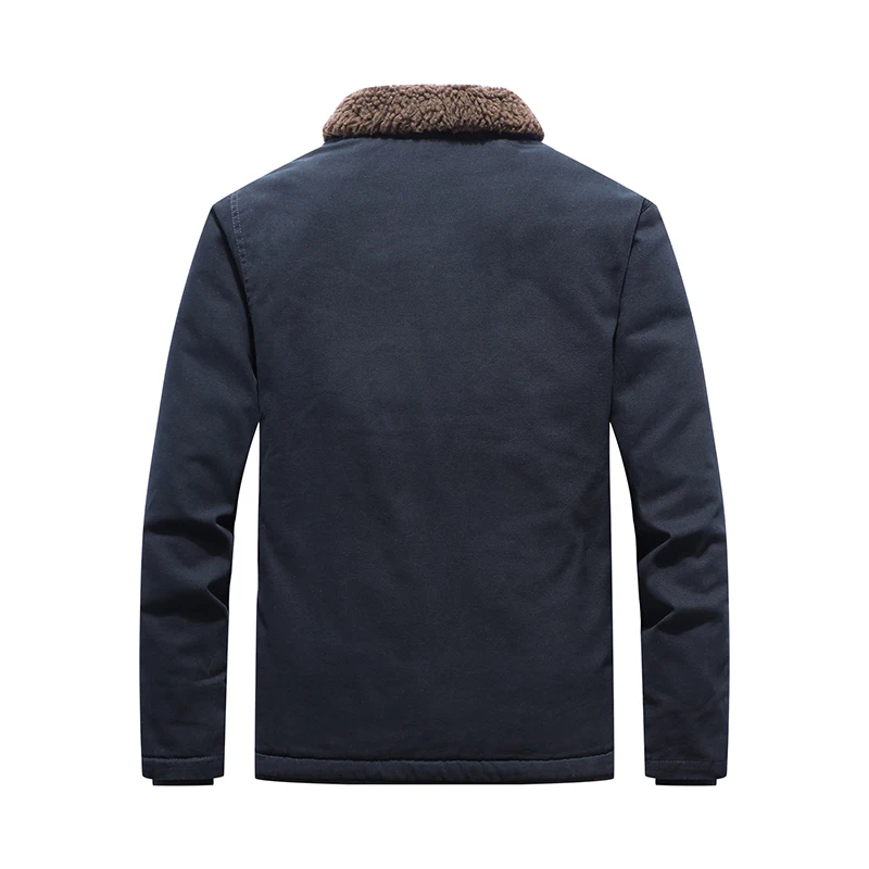 Winter Men's Warm Washed Cotton Jackets Fashion Man Thermal Cotton Coats Casual Outwear Fur Collar Jackets Mens Fleece Clothing