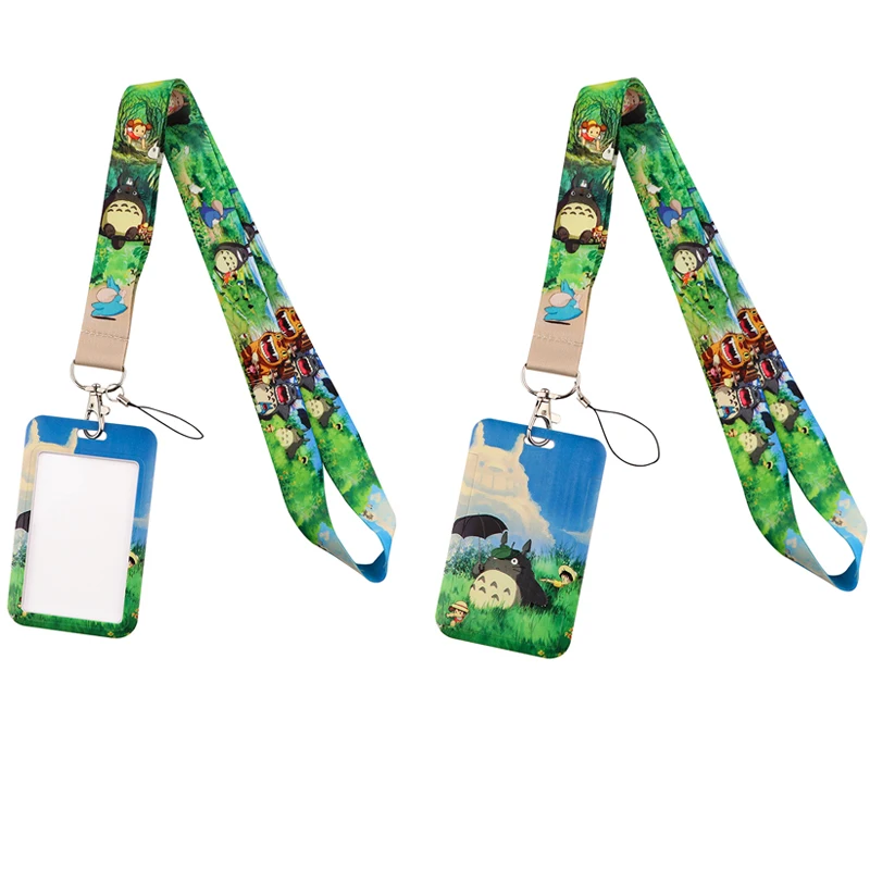

J3417 Japanese Anime Cat Lanyard For Keys Chain ID Credit card Cover Pass Mobile Phone Charm Neck Strap Badge Holder Accessories