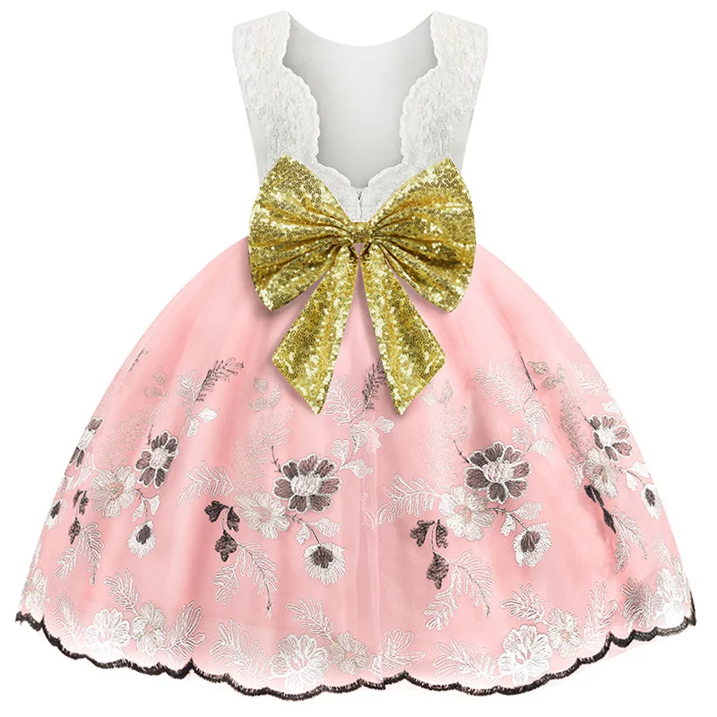 New Festival Party sequins bow dress for baby and girl's first birthday party Flower Girl Wedding Bridesmaid lace | Свадьбы и