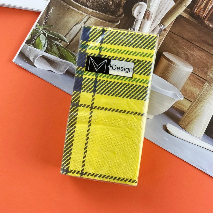 21*21 см, маленькое бумажное полотенце, трехслойное, скатерть, желтая сетка, носовой платок, салфетка, печать, салфетка для лица