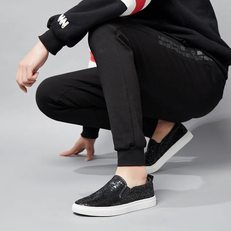 Fashion Men genuine Leather Shoes Luxury Slip On Black Brown outdoor Office Business club party Casual | Обувь