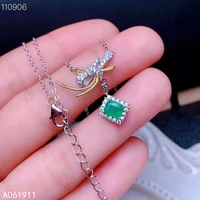 kjjeaxcmy fine jewelry natural emerald 925 sterling silver women pendant necklace chain support test cute
