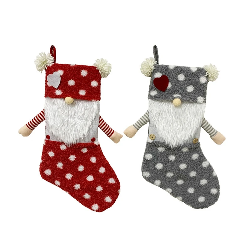 

Christmas Stockings, Faceless Elderly Home New Year Fireplace Candy Gift Bag Christmas Tree Decoration