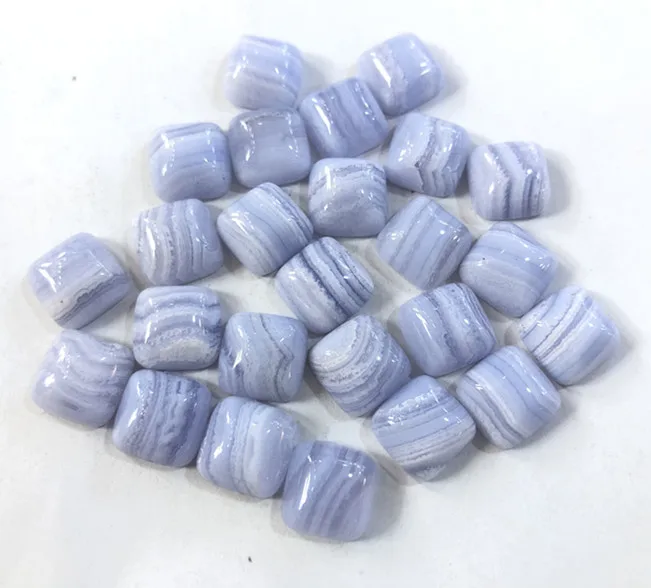 

100% Natural Blue Chalcedoney cabochon 10mm square earring ring face Agate Gems CAB Cushion Cabochon Ring Face Natural stone