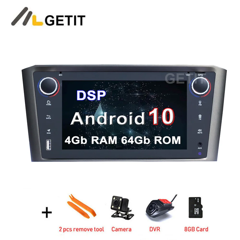 IPS DSP Android 10 автомобильный DVD стерео Мультимедийный видео для Toyota Avensis/T25 2003 2008 радио