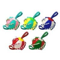 funny dog toys interactive teeth rubber bite puppy training ball chew toys play go get with carrier rope handle dog pet