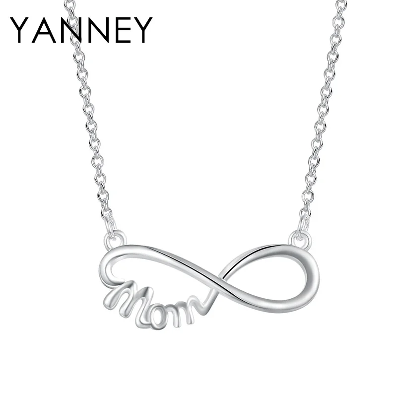 

YANNEY 925 Sterling Silver 18 Inch MOM Pendant Necklace For Woman Best Necklace Gift Jewelry for Mother's Day