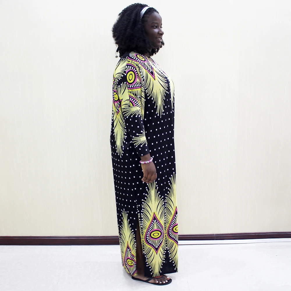 2019 модные африканские Дашики черного цвета с длинными рукавами длинные платья