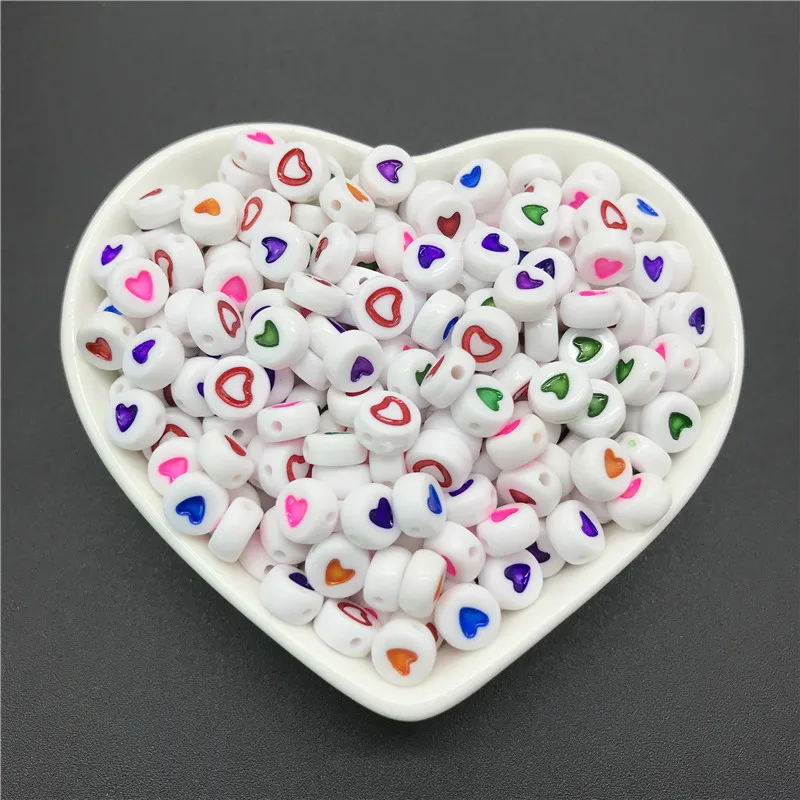 100pcs 4x7mm round letters 26 letters beads multi-color peach heart-shaped spacer beads For bracelet necklace jewelry making - Color: 110