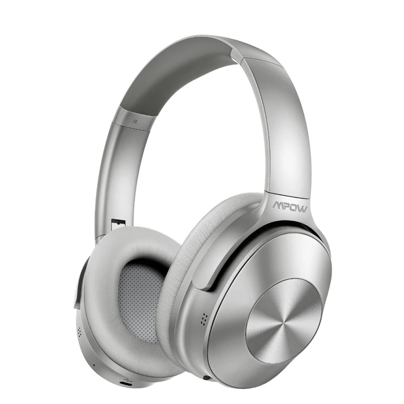 Silver Mpow H12 гибридные активные шумоподавления Bluetooth наушники 30 H время игры 40 мм драйвер беспроводной проводной 2 в 1 для путешествий работы - Цвет: Silver