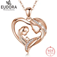 eudora 925 sterling silver mother and baby necklace heart pendant simple fashion jewelry ladies party gift