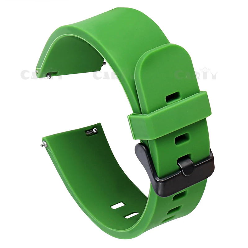Green black buckle Carty силиконовые браслеты для часов быстросъемные ремешки для часов 20 мм 22 мм Мужские и женские мягкие резиновые черные или серебряные пряжки безопасные кольца Хранитель - Цвет ремешка: Green black buckle