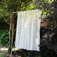 faux linen stripe pattern sheer curtains for kitchen embroidered colorful rainbow sheer voile short window drapes