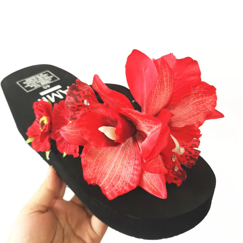 HAHAFLOWER/Новинка; модные летние женские шлепанцы на высоком каблуке; Вьетнамки; пляжная обувь на танкетке; обувь на платформе клиновидный вьетнамки