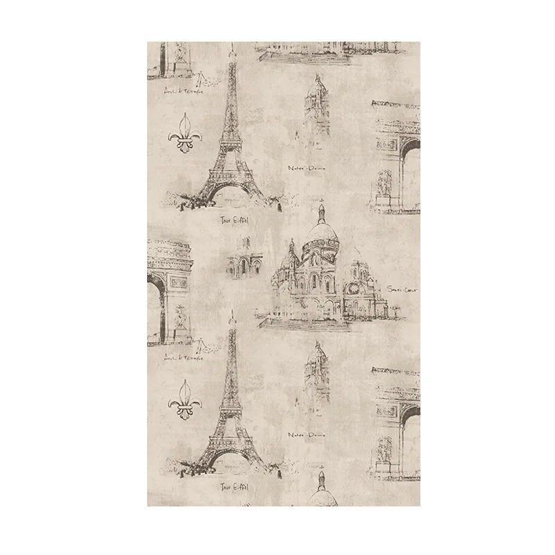 

American Retro Wallpaper Nostalgic Tower Cafe Cool Industrial Wind Wallpaper Restaurant Clothing Store Hotel Barber Shop