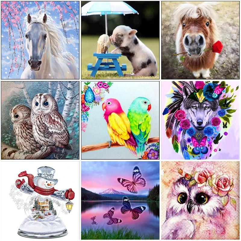 

5D Owl Diamond Painting Cross Ctitch Kit Horse Diamond Mosaic Embroidery Landscape Animals Full Square Round Drill New Year Gift