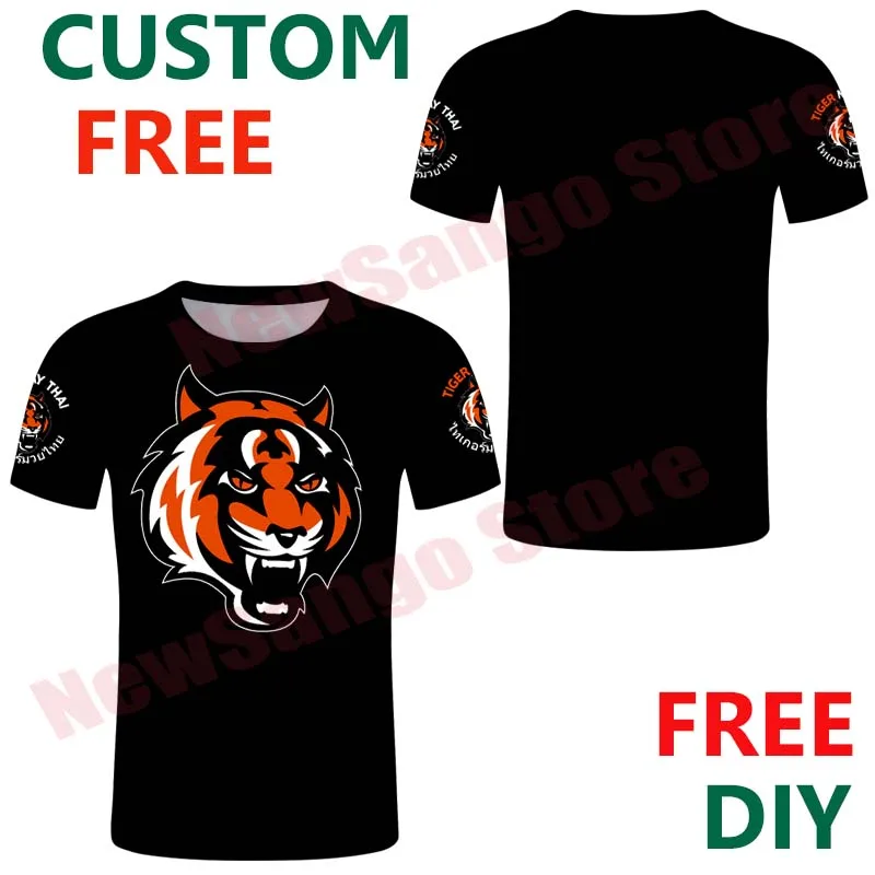 

Tiger Muay Thai MMA Muay Thai boxing t shirt series Black white color custom your own t shirt personal name on tee
