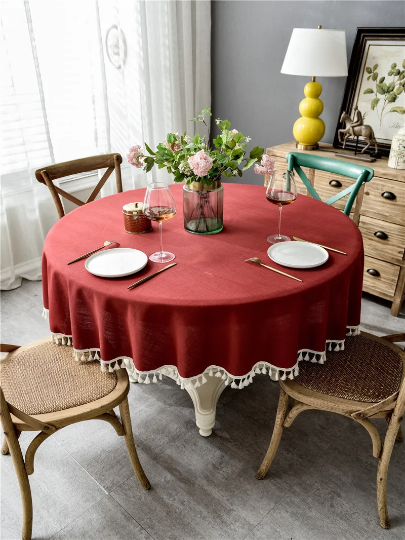 Новая простая элегантная Роскошная льняная скатерть с кисточкой для свадьбы дня