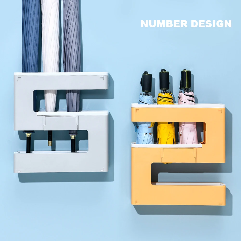 

Office Wall Mounted Entryway Display Decorative Living Room Home Storage Umbrella Stand Rack Space Saving Drip Tray Simple