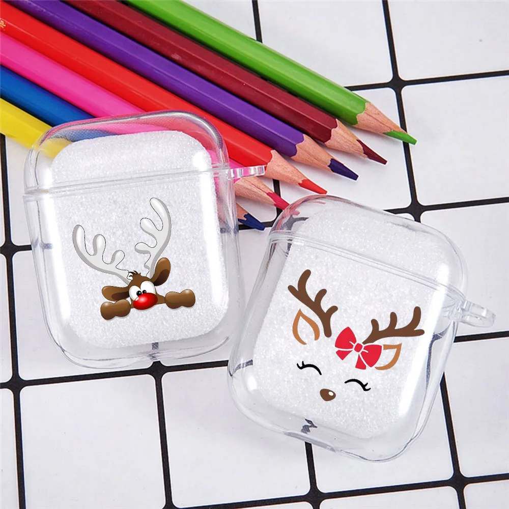 

Silicone cover for Airpods 1/2 Earphone Merry Christmas Santa Claus deer soft Fundas Airpods Case Air Pods Charging Box Bags