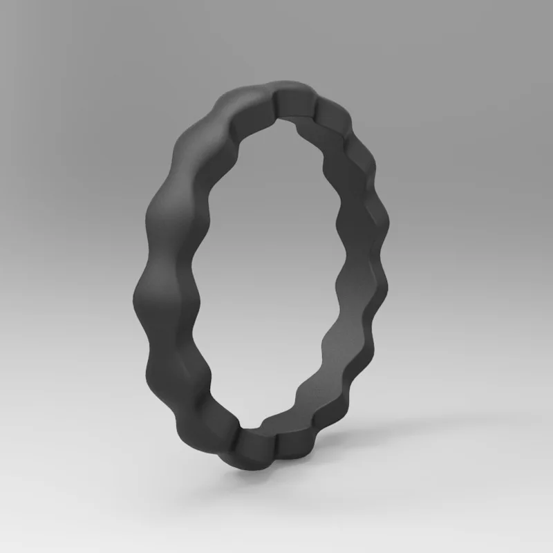 

Wave pattern 3mm wide silicone ring, multicolor female wedding ring, versatile silicone ring