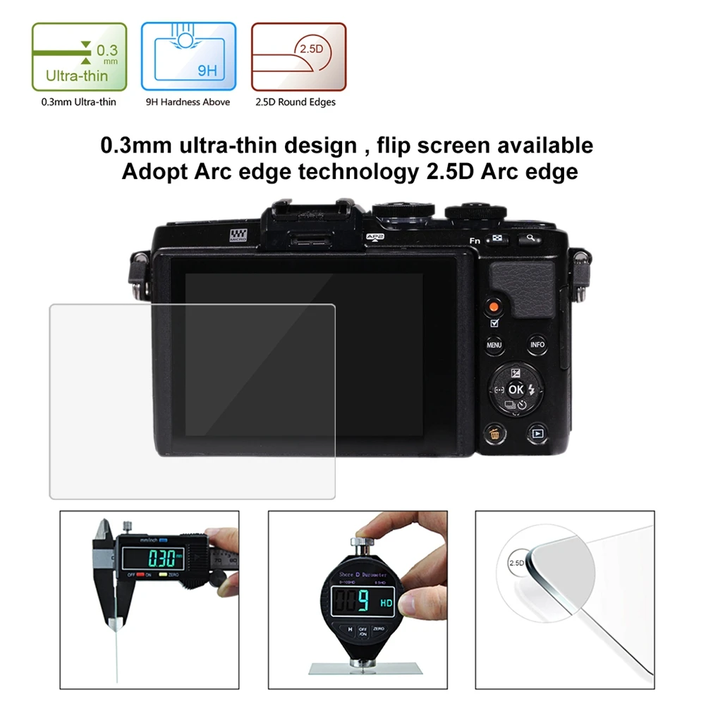 9H Tempered Glass LCD Screen Protector for Olympus Camera E-M10 Mark II EPL7/EPL8 EP5 EM1 Dust-proof Protective Film | Электроника