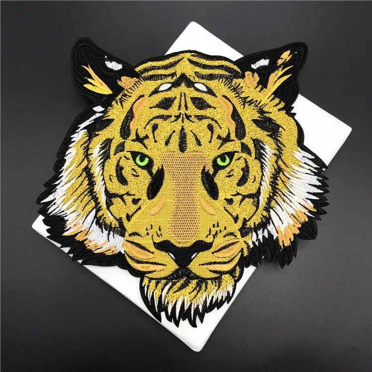 25*25cm big yellow tiger head embroidery patch applique with adhesive for clothes jacket T-shirt decoration DIY | Дом и сад