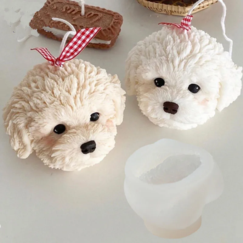 

Dog Head Shape Animal Candle Mold Gypsum Clay Crafts Mould Decorating Silicone Mold for Candle Making Desktop Decoration Soap