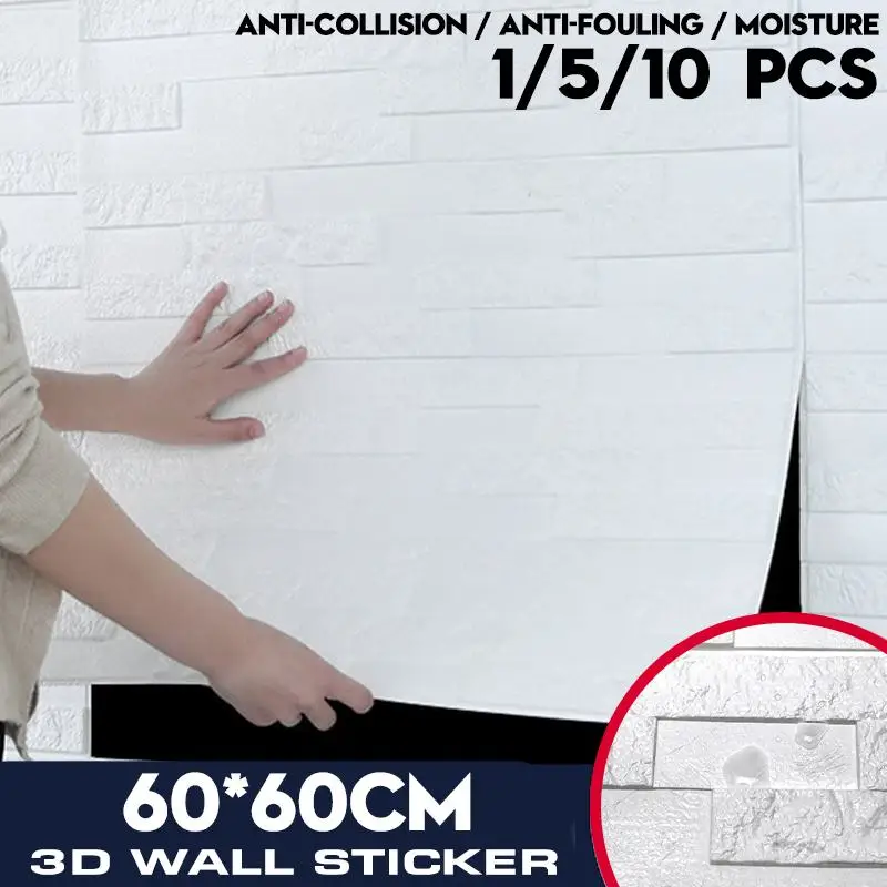 

3D Brick Wall Stickers DIY Decor Self-Adhesive Waterproof Wallpaper 70x70cm For Kids Room Bedroom 3D Wall Sticker Brick