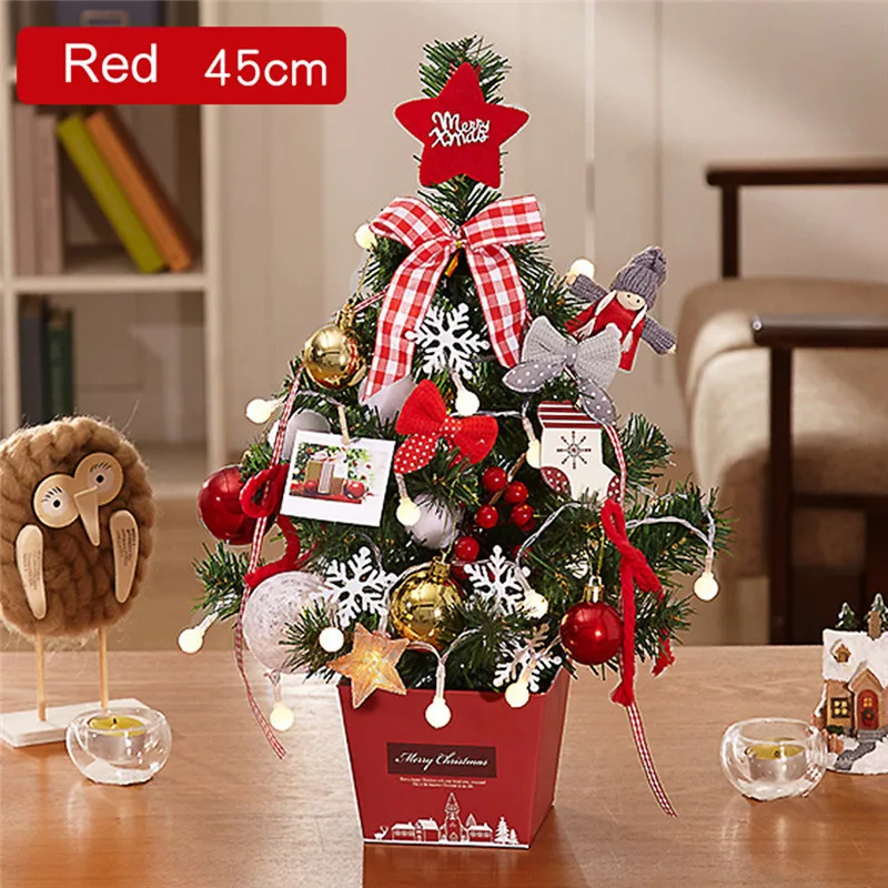 DIY искусственная Флокированная Рождественская елка украшение для рабочего стола