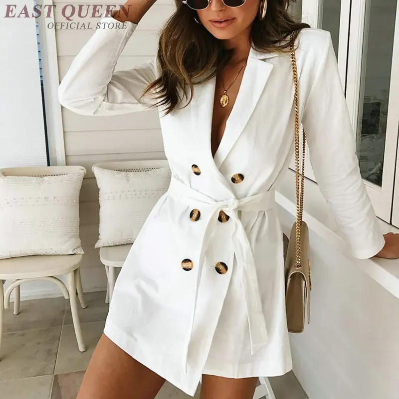 Женская одежда осень 2019 двубортный Блейзер тренчкот с поясом длинная куртка