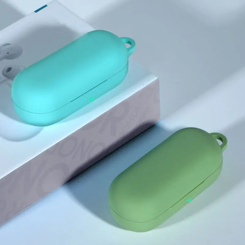 Силиконовый чехол для наушников huawei flypods 3i с металлическим крючком ударопрочный