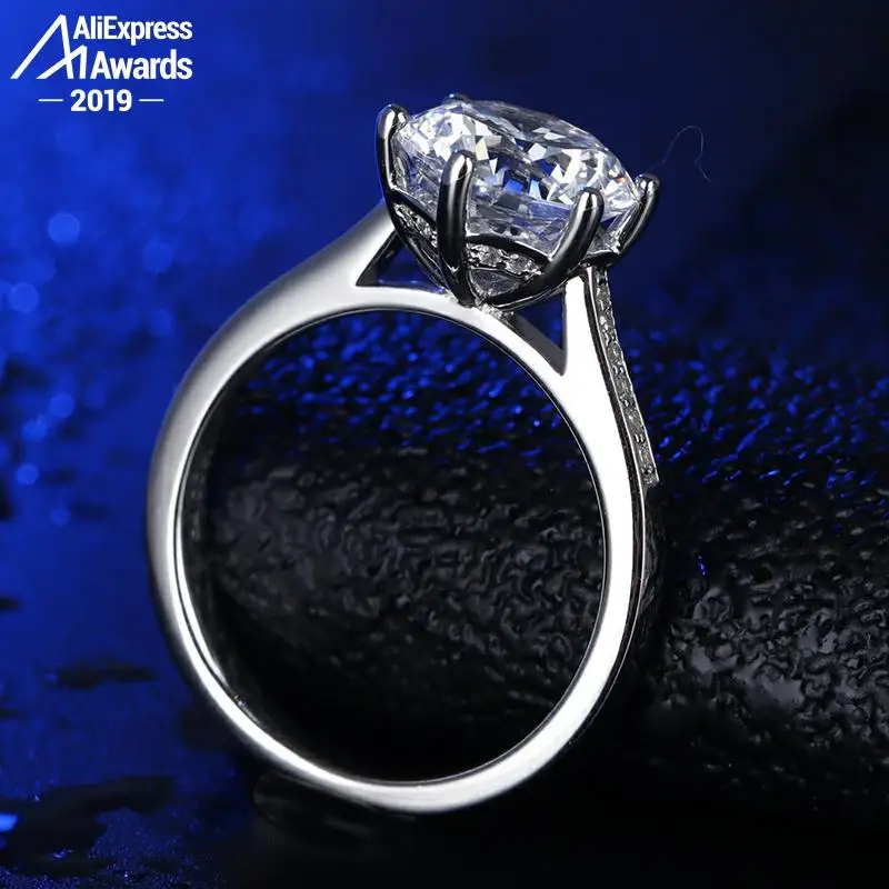 Кольцо круглое из серебра 925 пробы с бриллиантами 10 мм|Кольца| |