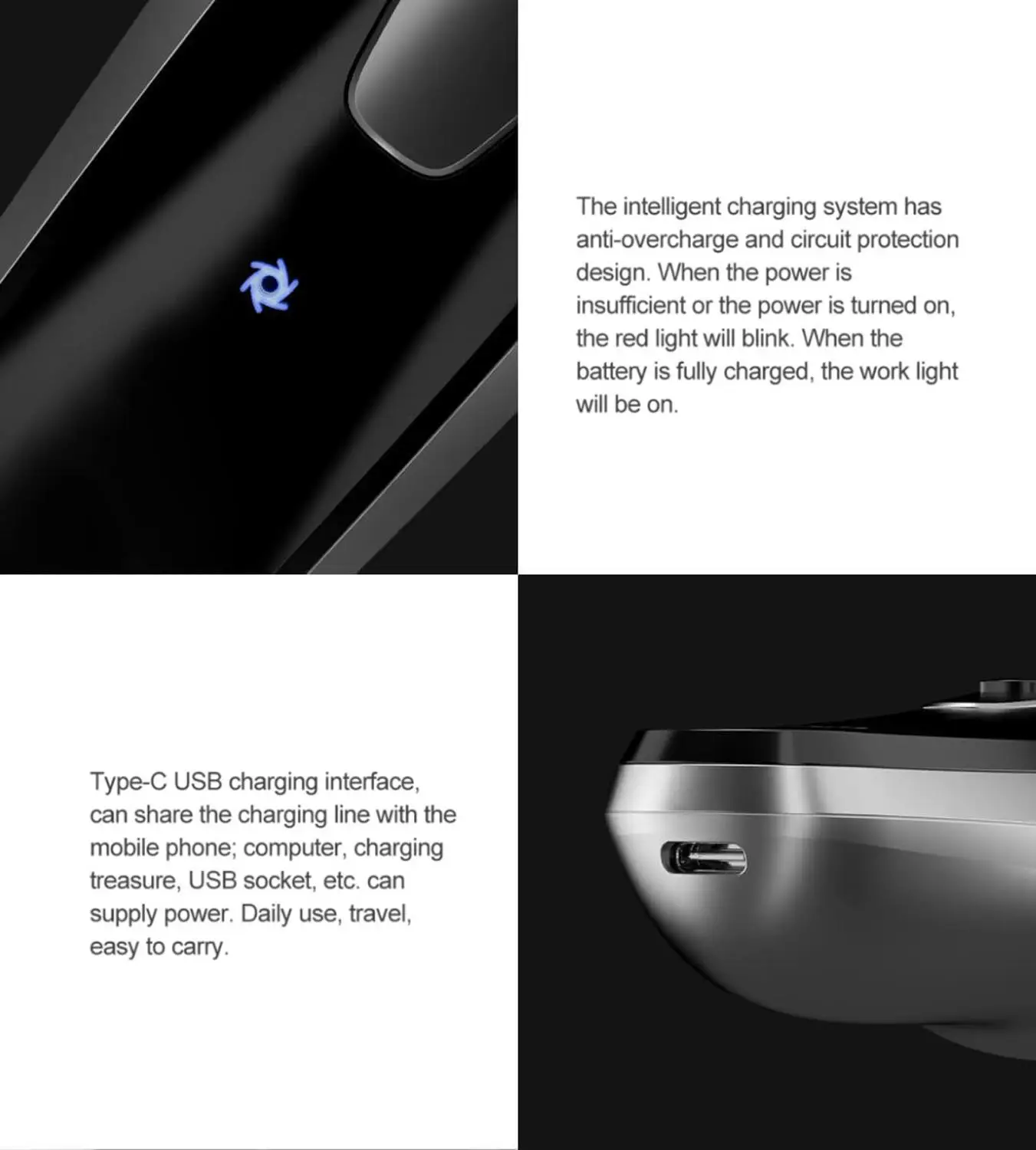 Электрическая бритва для лица Enchen BlackStone 3D электрическая бороды моющаяся USB Type C