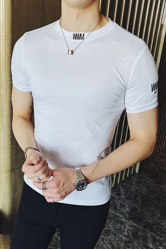 

2021 Summer Casual Slim T-Shirt Men Short Sleeve O-neck Tops Tees Solid Colors Bottom T Shirts Cotton Male Clothes Soft Comfort