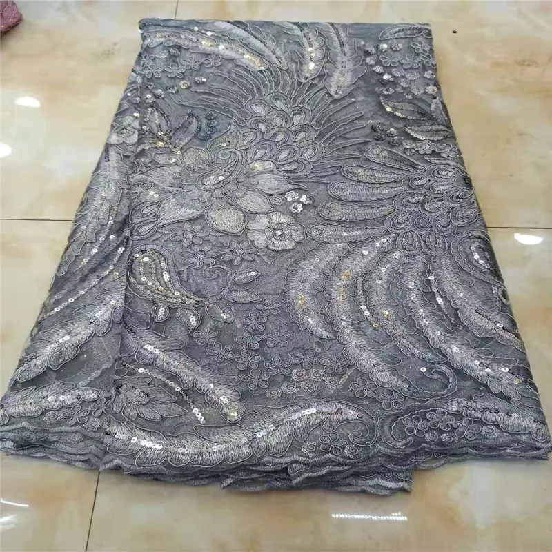 Новый дизайн высокое качество африканская фиолетовая ткань вышитая органза