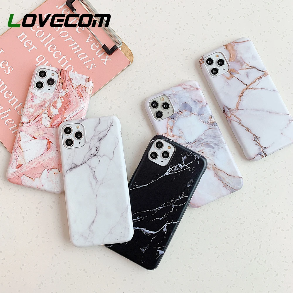 Классический матовый мраморный чехол LOVECOM для iPhone 12 Mini 11XS Pro Max XR X 6 7 8 Plus
