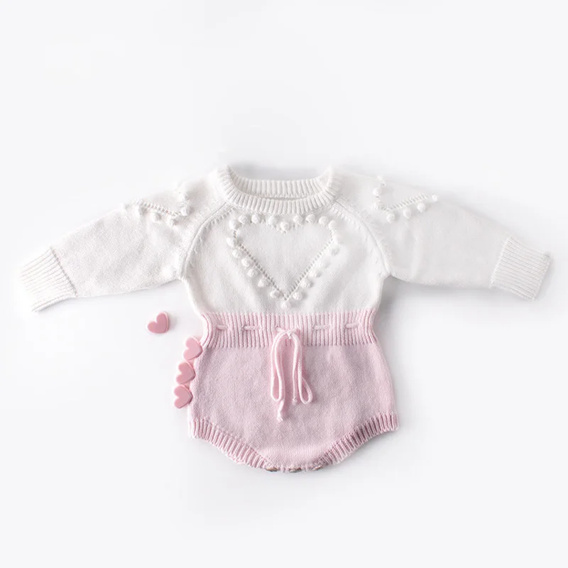 Комбинезоны для новорожденных с сердечками одежда маленьких девочек комбинезон