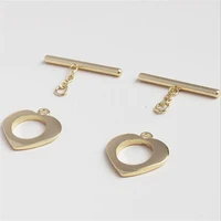2sets new gold color plated brass heart ot toggle clasp buckle connectors fastener bracelet for diy jewelry making accessories