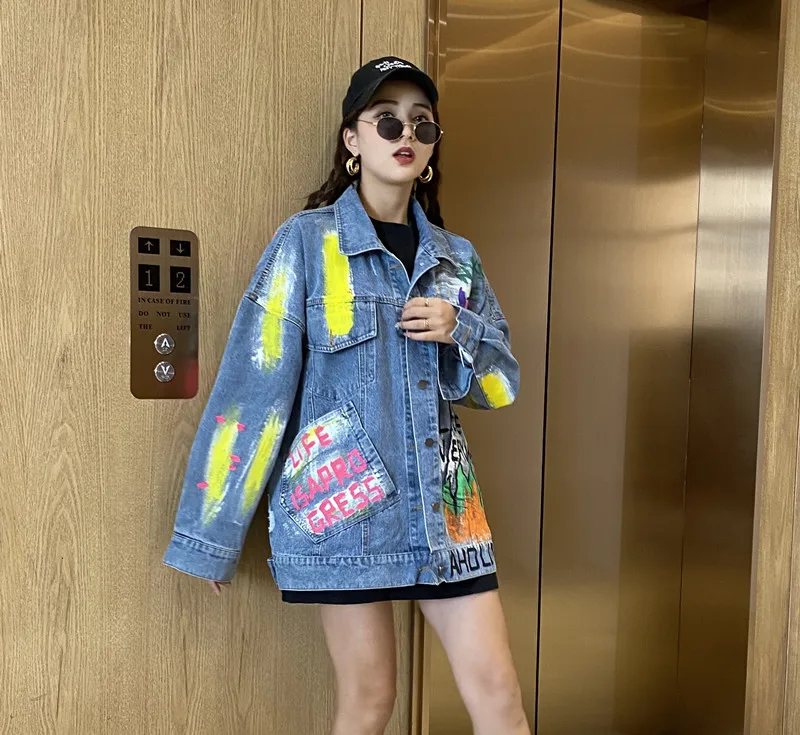 Куртка джинсовая свободного покроя для мужчин и женщин модная уличная одежда из