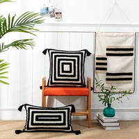 black white cushion cover 45x45cm30x50cm chair pillow cover tufted geometric for netural home decoration living room bedroom